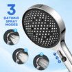 Luxury Handheld Shower Head 3-Mode Soft Rainfall Sprayer Large Hand Shower (Chrome)