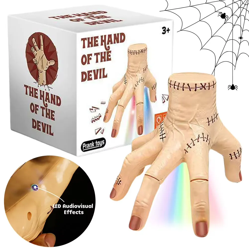 Wednesday Addams Thing Hand Electric Crawling Hand with Sound Light Electric Walking Hand Prop Haunted House Halloween Party Gothic Desktop Decor