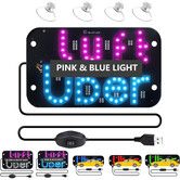 LED Light Sign for Car,Taxi Windshield Light Sign,USB Car LED Display with Suction Cups,Dual-Color Conversion,USB Plug,Improve Night Visibility (Pink+Blue)