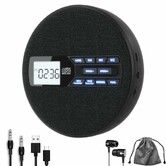 CD Player Portable,Rechargeable Portable CD Player with Dual Speakers and Anti Skip,Dual Bluetooth,FM Transmission,USB,AUX,Repeat,10 Speeds,Fabric Black