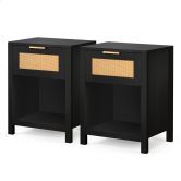 ALFORDSON 2x Bedside Table Nightstand Side End 1 Drawer Storage Shelf Black
