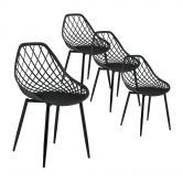 Gardeon 4PC Outdoor Dining Chairs PP Lounge Chair Patio Garden Furniture Black