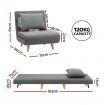 Artiss Sofa Bed Convertible Couch Recliner Lounge Chair Linen Grey