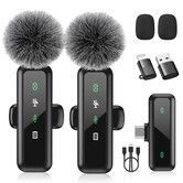 Wireless Lavalier Microphone for iPhone 15/16 USB-C Mini Mic for iPhone Android iPad with Noise Cancelling LED Display,Recording for Podcast,Vlogging