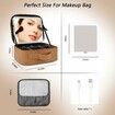Makeup Bag With Led Mirror Travel Makeup Organizer With 3 Lighted Settings,Adjustable Dividers And Makeup Brush Storage,Color Brown