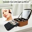 Makeup Bag With Led Mirror Travel Makeup Organizer With 3 Lighted Settings,Adjustable Dividers And Makeup Brush Storage,Color Brown
