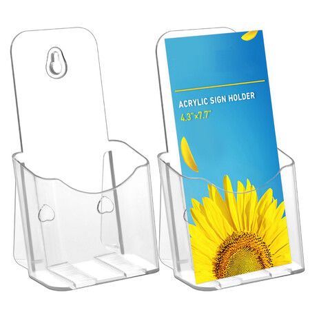 Acrylic Brochure Holder Slant Back Design,Clear Display Stand,Plastic Table Stand Sign Holder,Pamphlet Holder Flyer Holder,Acrylic Display Stand,2 Pack