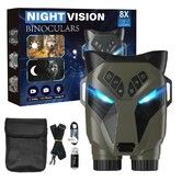 Night Vision Goggles 4K Binoculars with 48MP 8X Digital Zoom Rechargeable with 3in Screen,7 IR Infrared Telescopes WaterProof for Sightseeing,Mette Gold