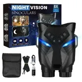 Night Vision Goggles 4K Binoculars with 48MP 8X Digital Zoom Rechargeable with 3in Screen,7 IR Infrared Telescopes WaterProof for Sightseeing,Black