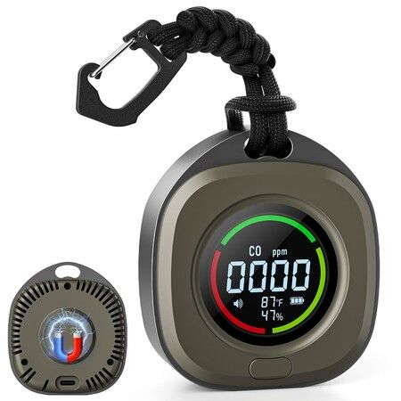 Portable Carbon Monoxide Detectors for Travel 3-in-1 Square Carbon Monoxide Monitor with 43 Detection Holes,RV CO Detector Alarm Temp/Humidity Sensor