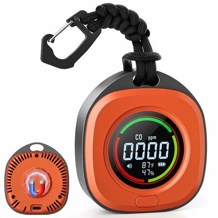 Portable Carbon Monoxide Detectors for Travel 3-in-1 Square Carbon Monoxide Monitor with 43 Detection Holes,RV CO Detector Alarm Temp/Humidity Sensor