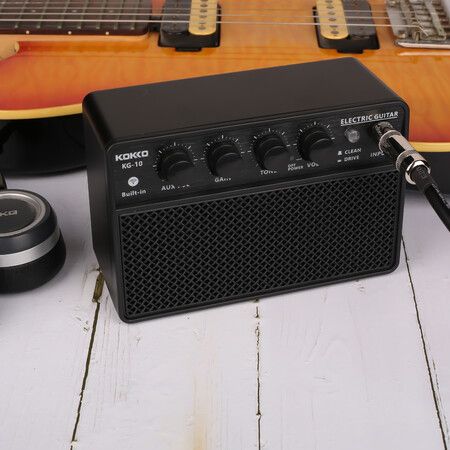KG-10 10W Mini Electric Guitar Amplifier with Clean/Drive Channel, 3.5mm Headphone/AUX Jack, Wireless Portable Amp for Indoor Practice, Traveling