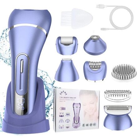 Electric Shaver For Womens Bikini Legs Underarm Public Hairs Rechargeable Trimmer With Detachable Head Cordless Wet Dry Use