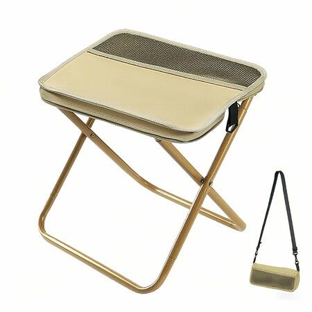 Foldable Backpack Stool Outdoor Camping Stool, Portable Collapsible Chairs Carry Bag For Outdoor Camping Fishing Picnics Color Khaki Size S