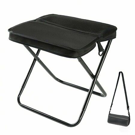 Foldable Backpack Stool Outdoor Camping Stool, Portable Collapsible Chairs Carry Bag For Outdoor Camping Fishing Picnics Color Black Size S