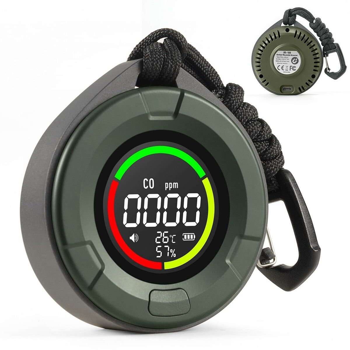 Portable Carbon Monoxide Detector,140H Standby,CO Detector with Magnetic Back,Rechargeable 3-in-1 CO Monitor with Audible & Visual Alarm