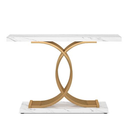 Modern Console Table Coffee Narrow Sofa Side Desk Storage Rack Display Marble White Accent Hall Living Room Office Entry Office Furniture 100x30x80cm