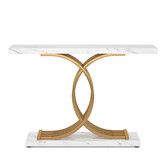 Modern Console Table Coffee Narrow Sofa Side Desk Storage Rack Display Marble White Accent Hall Living Room Office Entry Office Furniture 100x30x80cm