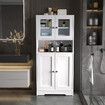 Modern Bathroom Cabinet Unit Pantry Cupboard Bookcase Filing Display Shelving Floor Free Standing for Kitchen Bedroom Laundry Room Office 60x30x128cm