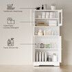 Modern Bathroom Cabinet Unit Pantry Cupboard Bookcase Filing Display Shelving Floor Free Standing for Kitchen Bedroom Laundry Room Office 60x30x128cm