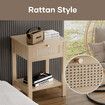 Bedside Table Stand Sofa Bed Side Nightstand Rattan Storage Shelf Rack Cabinet Cafe Coffee Lamp Desk Unit Drawer Bedroom Furniture Decor 45x40x60cm