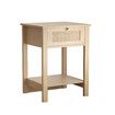 Bedside Table Stand Sofa Bed Side Nightstand Rattan Storage Shelf Rack Cabinet Cafe Coffee Lamp Desk Unit Drawer Bedroom Furniture Decor 45x40x60cm