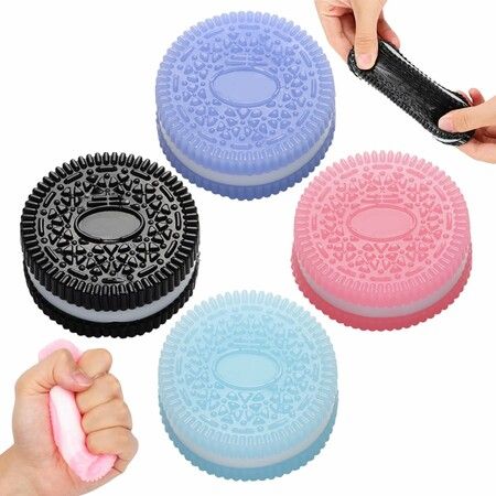 Fidget Squeeze Toys 4Pcs - Ultra-Soft Squishy Stress Relief Toys,Kawaii Cookies Sensory Toys with Cute Design,Anxiety Relief Party Favors Gifts