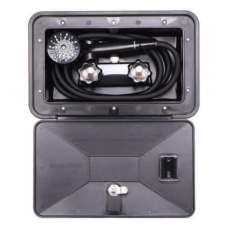 RV Outdoor Shower Exterior Shower Box Kit for RV, Camper, Van, Travel Trailer, Motorhome and Boat, Black
