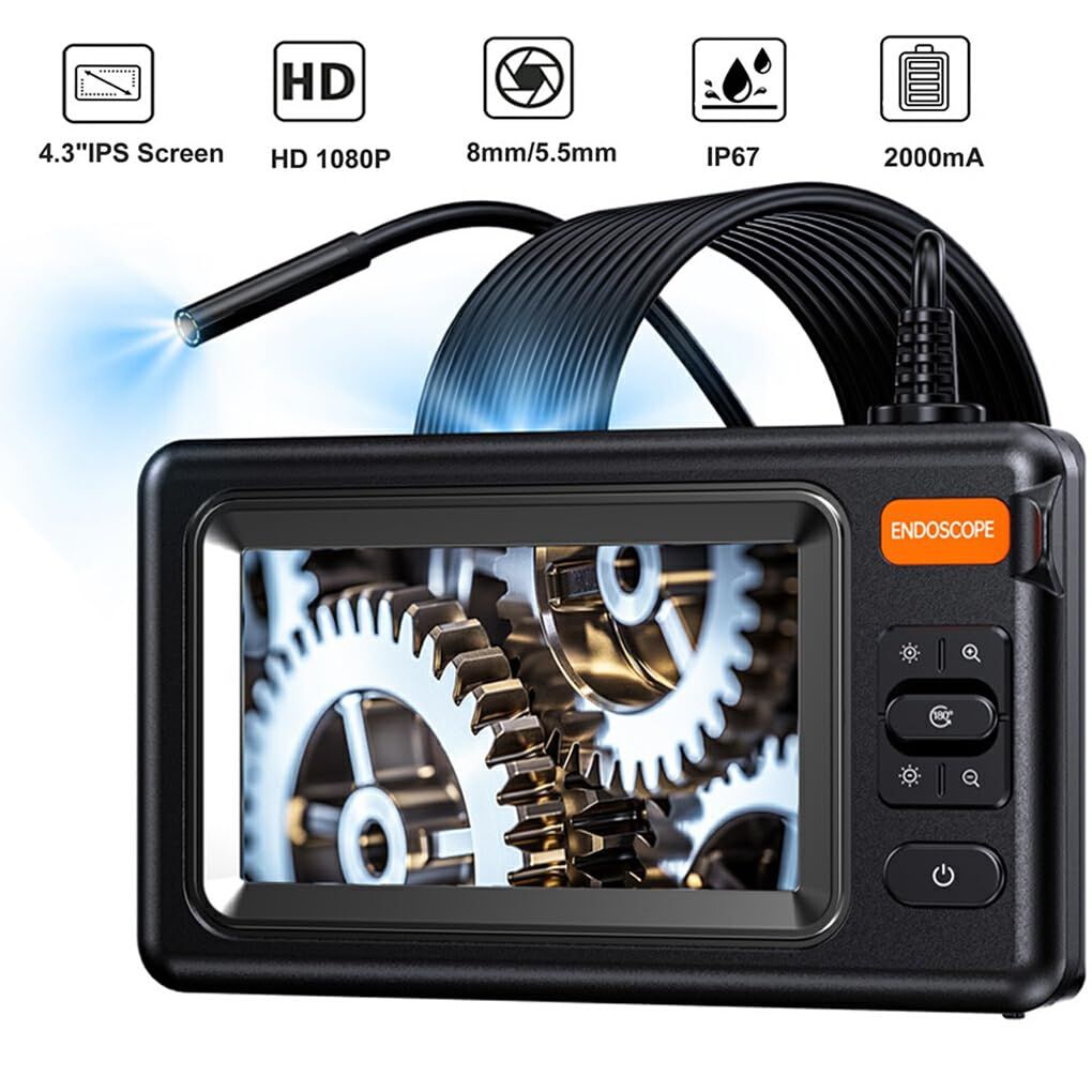3 Inch Screen Visual Detector For Pipeline Inspection And Maintenance 4.3-inch Large Screen 8 LED Lights IP67 Waterproof-5M 8.0MM Single Head