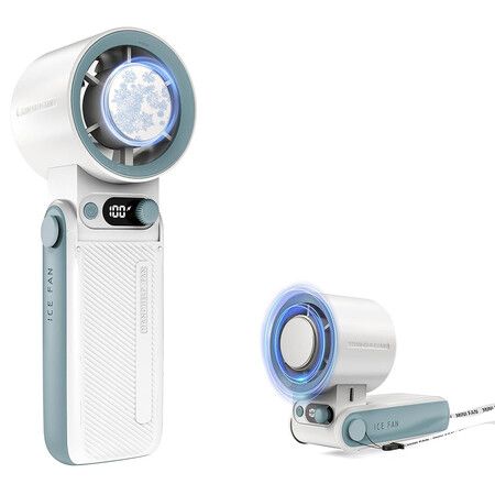 Handheld Fan with Ice Cooler, 6000mAh Rechargeable Battery Powered Portable Fan, Mini Personal Hand Held Fan for Travel Outdoor, White
