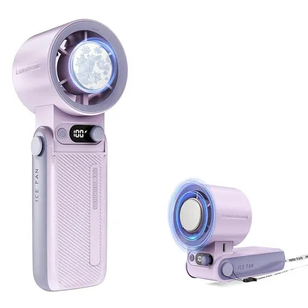 Handheld Fan with Ice Cooler, 6000mAh Rechargeable Battery Powered Portable Fan, Mini Personal Hand Held Fan for Travel Outdoor, Purple