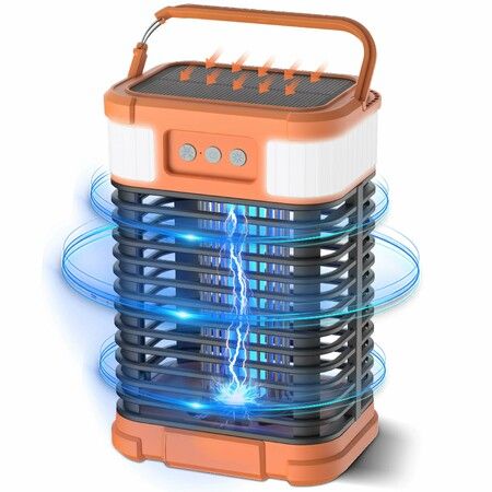 Solar Bug Zapper Outdoor Waterproof,Portable Pest Control Electric Mosquito Zapper Killer with Panel Sensor,LED Light for Patio Camping Backyard,Orange