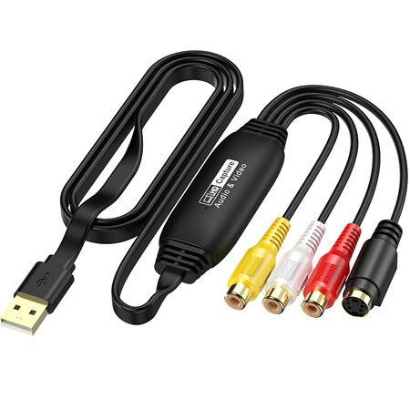 VHS to Digital Converter, avedio links USB2.0 Video Cpture Card, RCA AV to USB Audio Video Converter, Compatible with Windows, Mac OS