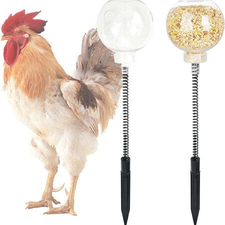 2Pcs Chicken Feeder Toys for Coop,Chicken Enrichment Toys with Porous Ball,Easy to Use Duck Treat Dispenser for Hens,Poultry,Birds,Parrots
