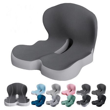 Memory Foam Integrated Seat Cushions, Back and Seat Cushion, Ergonomic Pad Pillow for Lower Back Tailbone Protection Lumbar Support (Grey)