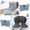 Memory Foam Integrated Seat Cushions, Back and Seat Cushion, Ergonomic Pad Pillow for Lower Back Tailbone Protection Lumbar Support (Grey)