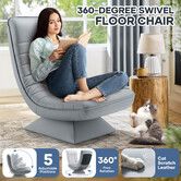 Floor Chair Sofa Bed Lounge Recliner Couch Comfortable Chaise Folding 360 Degree Swivel Lazy Lounger Adjustable Ground Seat Support for Reading Gaming