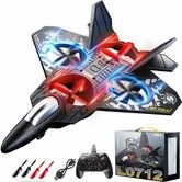 Foam Remote Control Airplane for Ages 3+,Remote Control Jet with Lights,360 Degree Flips,Auto Hover,Headless Mode,One-Key Take Off & Landing