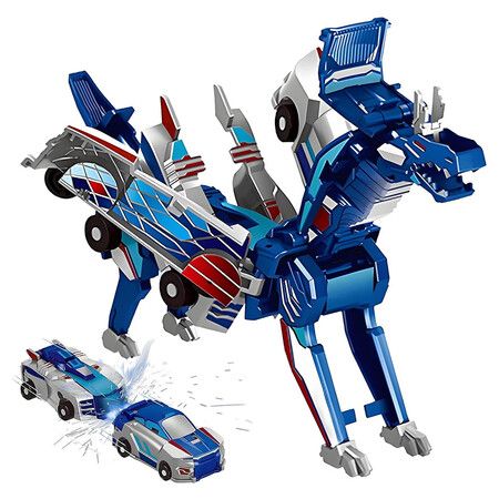 Collision Transforming Car Toy, Transformation Car Toy with Crash and Transform Feature, for Age 3 Up Boys and Girls, Blue