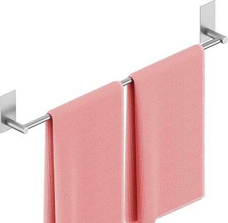 Adhesive Towel Bar 55CM Bathroom No Drill Towel Holder Sticky on Towel Rack Easy Install SUS304 Stainless Steel Rustproof Brushed Finish