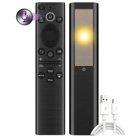 Replacement Solar TV Remote Control for Samsung Smart TV (2018-2025) Rechargeable Solarcell,USB-C Charging,Voice & Bluetooth