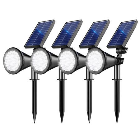 Solar Lights Outdoor Waterproof,36 LEDs 1000LM Adjustable Solar Spot Lights Outdoor,2-in-1 Solar Powered Spotlight Landscape Lighting 4 Pack (Cool White)