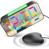 Loud Alarm Clock for Heavy Sleeper Hearing Impaired Deaf, Dual Vibrating Alarm Clock with Bed Shaker, 7 In Large Mirror Display with USB Charger (Black)