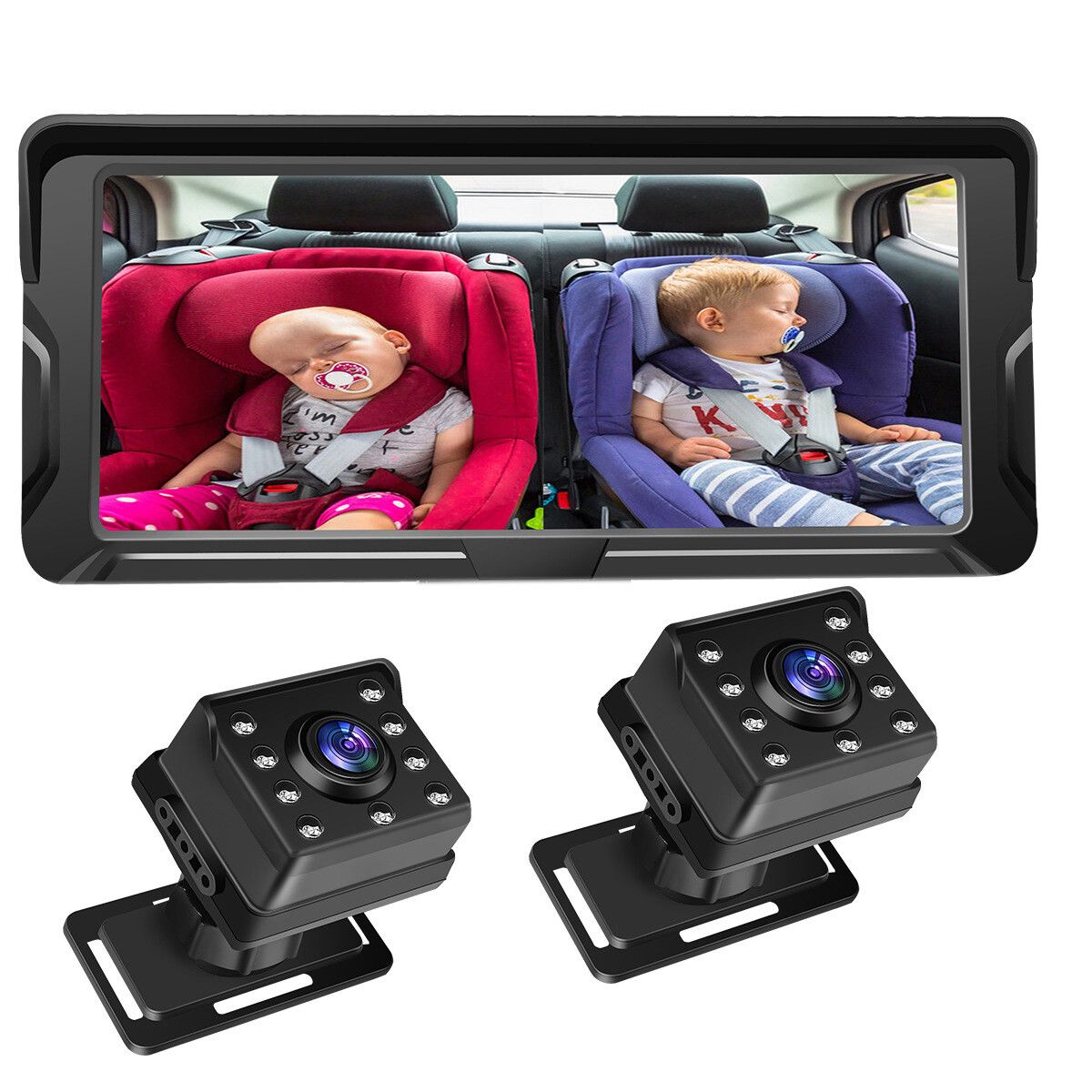 Dual Car Camera, View Infant in Rear Facing Seat with Wide Crystal Clear View, Plug and Play Easy Install Infant Monitor