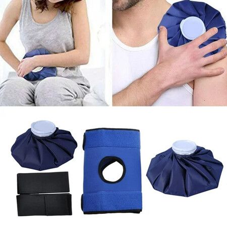 Ice Bags for Injuries, Reusable 2 Pcs Ice Cold Bags 9 Inch and 11 Inch and 2 Wrap Belts for Knee Leg Injury