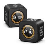 2 Pack Pomodoro Cube Visual Timer,5,10,25,50 Min Rotating Countdown,Customize Countup Silent Mode,for Work Study Cook Workout Kitchen(Black)