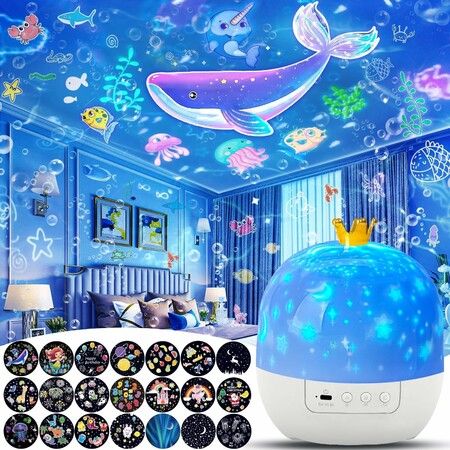 21 Sets of Films, Night Lights for Kids, Star Galaxy Projector, Bedroom, Ceiling, Star Projector with 360 Rotating for Boys and Girls Age 5 Up