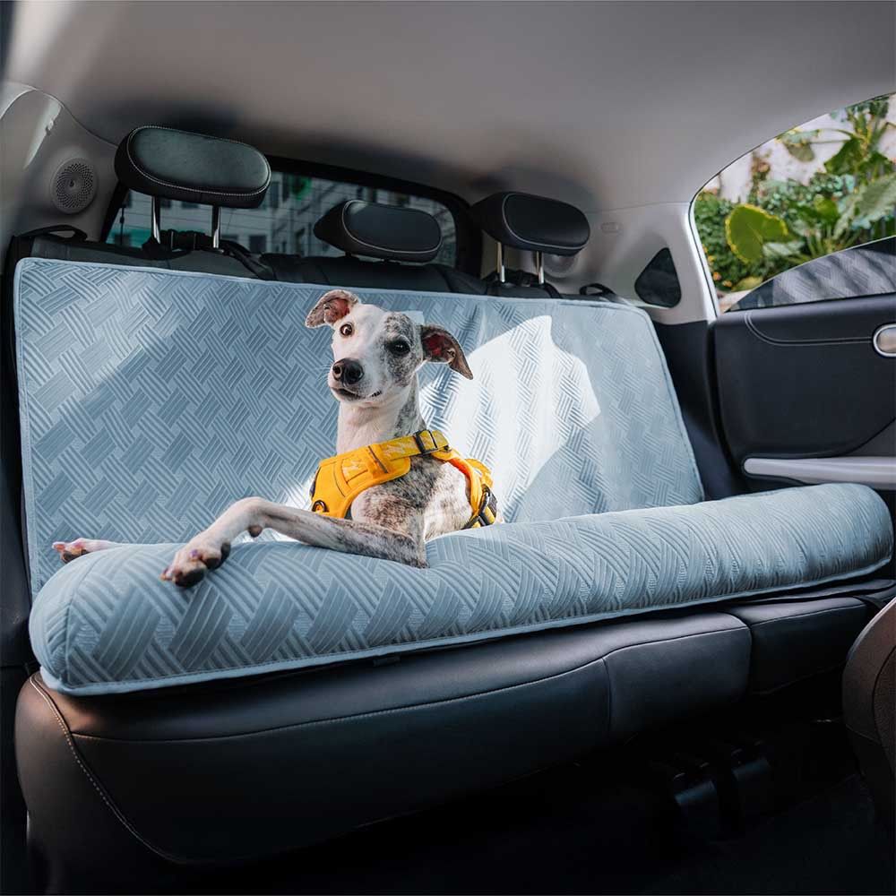 Car Dog Pet Seat Barriers Bed 124x45x49cm Universal Rear Pet Mat Washable All Season Oxford PP Cotton Hair Dirt Proof COL Lt.Blue