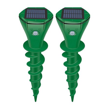 Mole Repellent Solar Powered Ultrasonic, Deer Repellent Devices, Gopher Trap Groundhog Repeller, Mole Trap for Lawn, Garden Yard, 2 Pcs