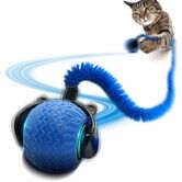 Interactive Cat Toy,Speedy Ball with Tail,Automatic Moving Cat Balls,360 Degree Automatic Rolling Ball Toy,Two Speed Adjustment,Blue